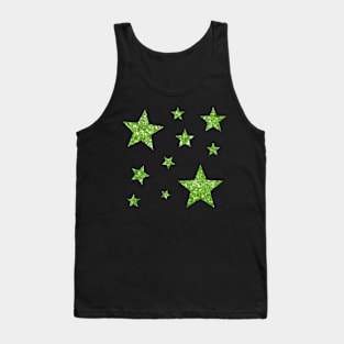 Green Faux Glitter Stars Tank Top